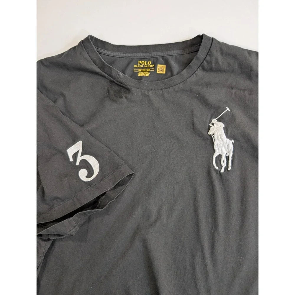 Polo Ralph Lauren Big Pony Embroidered Shield T Shirt Mens 3XB Black  3 Big Tall